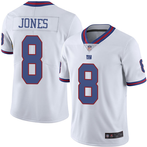 Men New York Giants #8 Daniel Jones Limited White Rush Vapor Untouchable Football NFL Jersey